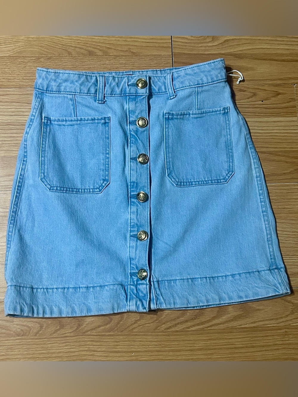 Ladies sz 0 Free Assembly denim button down front closure mini skirt pockets